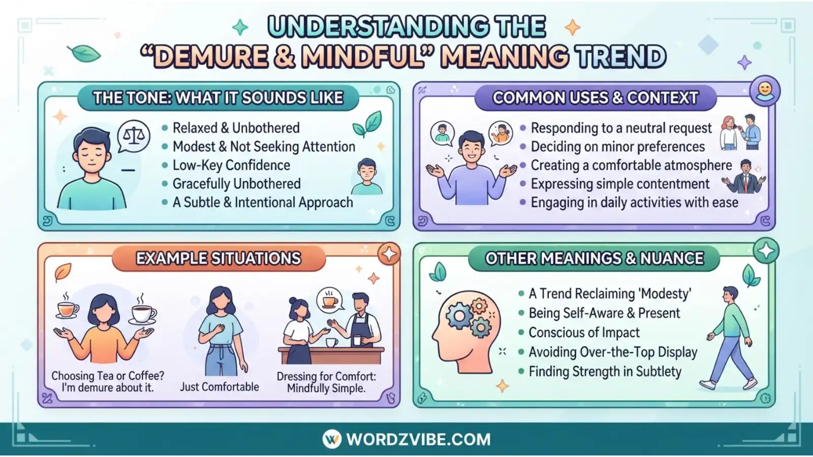 Demure and Mindful Meaning Trend